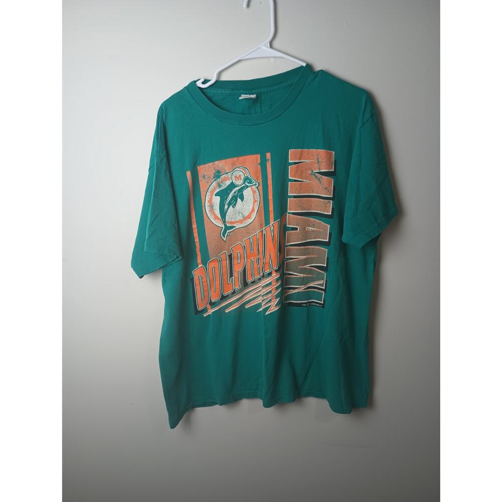 Vtg 90s Miami Dolphins Graphic T-shirt Men's‎ XL *flawed*